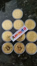 Recuerdo bañado en oro, Bitcoin físico con funda coleccionable, gran regalo, colección de arte de monedas conmemorativas