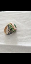 Joyería de estilo Retro dorado para mujer, anillo pintado a mano con aceite, joyería