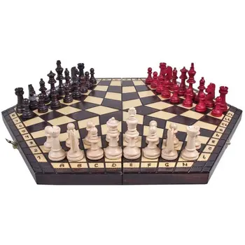 

3-player folding chess. Tired of standard chess Do you want to try new challenges Beech and birch wood board