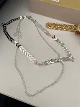 Collar de cadena con lentejuelas en V para mujer, Gargantilla elegante de doble capa para fiesta, joyería