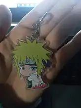 Keychain Cartoon Key-Ring-Holder-Bag Charm Anime Jewelry Gift Acrylic Double-Side Cute