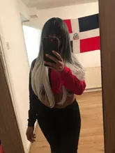 LOUIS FERRE negro Rosa rojo pelucas Cosplay largo recto Ombre peluca sintética con flequillo negro las mujeres Afro resistente al calor de fibra