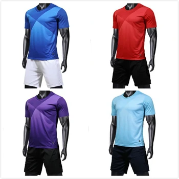 

Customize Football Jersey Shorts Set Quick Dry Professional Design Team Logo Embroidered Stitch Print Soccer Uniforms T-Shirts