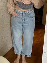 Womens Jeans Amii Blue High-Waist Winter Straight Fashion Cotton 12040685 Pants Minimalism