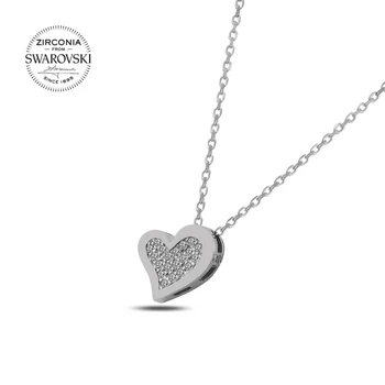 

KUTAYDAN Swarovski Zirconia Cubic Zirconia Heart Necklace 925 Sterling Silver