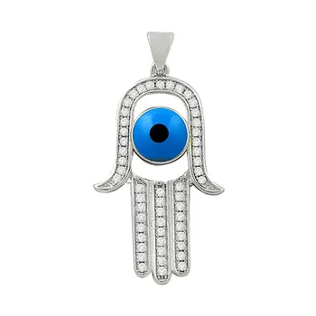 

Silver 925 Sterling Fatma Master Hand Eye Pendant