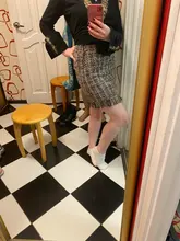 Lady Skirt Hip-Skater Woolen Plaid Vintage High-Waist Women Package Tassel SK5583 In-A-Cage