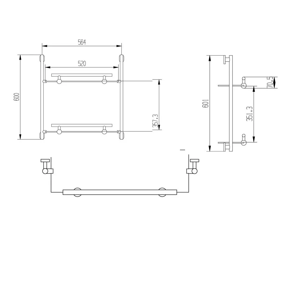 Полка двойная Raiber R50117 стеклянная