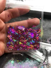 Letras holográficas de resina epoxi con purpurina gruesa, letras gruesas, lentejuelas mezcladas, alfabeto, 5 colores, 2g por