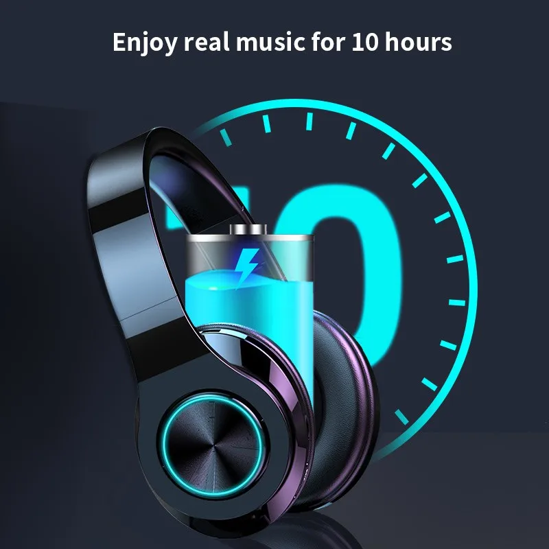 B39 LED Colorful Breathing Lights Portable Folding Built in FM Wireless Bluetooth Headphones With MIC Support TF Card Mp3 Player