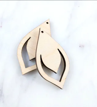 

10 Pieces - DIY Unfinished Laser Cut Natural Wood Earrings Blanks - Wood Jewelry Accessories - Wood Shape - Teardrop Leaf Shape
