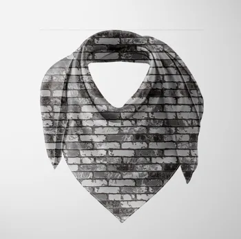 

Else Gray Black White Tumbled Wall Brick Stone 3d Printed Square Rayon Fabric Neck Head Floral Pattern Scarf Scarves Women Hijab
