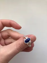 Anillo Vintage de cristal con lapislázuli azul, joyería para Cosplay, 1 unidad