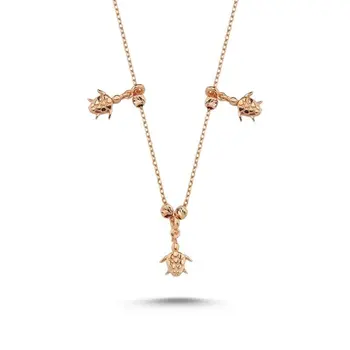 

Angemiel 925 Silver Tortoise Pattern Sterling Dangle Necklace-Rose Gold Plated