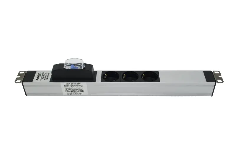 Amp подключения PDU 19 ''1U 3 WAY Германия тип(DIN49440) розетка автоматический выключатель подключен Алюминиевый Профиль рамки PDU