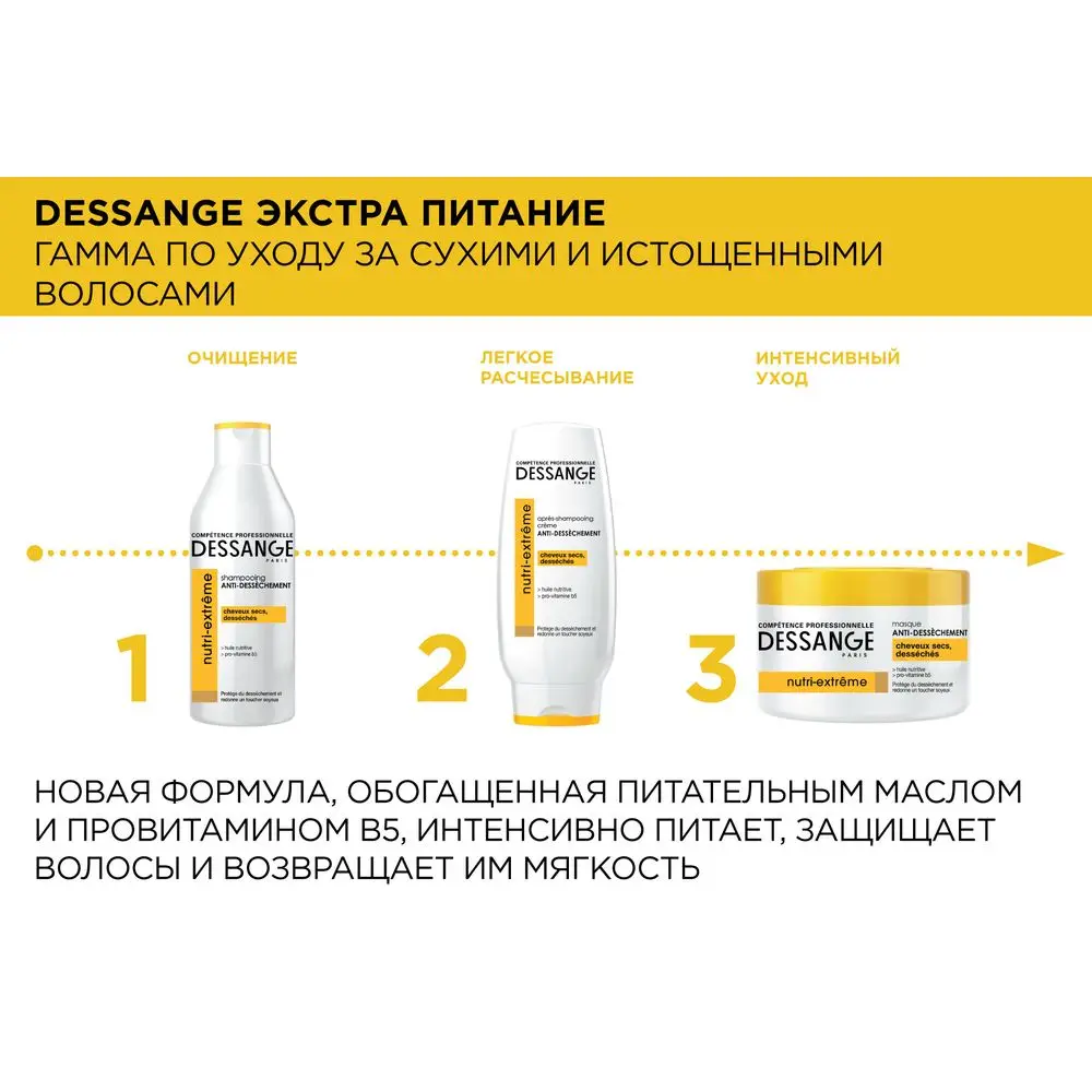 Dessange Шампунь "Экстра питание", для сухих и истощенных волос, 250 мл