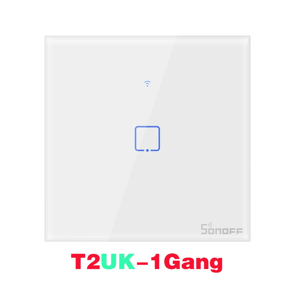 UK 1 Gang Интеллектуальный выключатель света SONOFF T1EU T1UK Интеллектуальный переключатель Wi-Fi Сенсорный экран пульт дистанционного управления Вкл/Выкл 1/2/3 433 МГц RF/Голосовое управление/приложение/сенсорный экран Управление 86 Тип умный дом TX - Цвет: UK 1 Gang