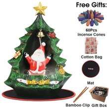 Рождественская елка обратного потока ладан горелка держатель креативный ароматерапия декоративный домашний декор с 60 шт. благовония шишки подарочная коробка