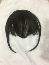 MEIFAN-extensiones de cabello con flequillo, postizo de pelo sintético Natural, con flequillo de aire, negro y marrón