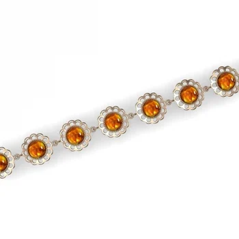 

Volga jeweler bracelet with 8 Amber Silver with gilding