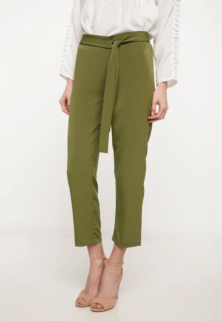 

DeFacto Women Stylish Design Cargo Pants Women Belt Bottoms Solid Color OL Style Adjustable Trousers-J1119AZ18SP