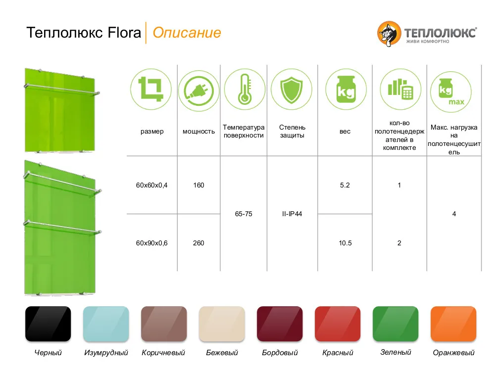 Полотенцесушитель 60x60 Flora Цвет оранжевый Полотенцесушитель стеклянный
