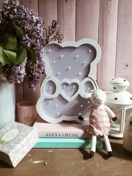 

Children's night light teddy bear plush stuffed toy Misha bear little bear light bulb LED lamp kids gift