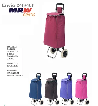 

Polyester folding shopping trolley cart marketplace with wheels light and folding, material hidrofobo dry fast