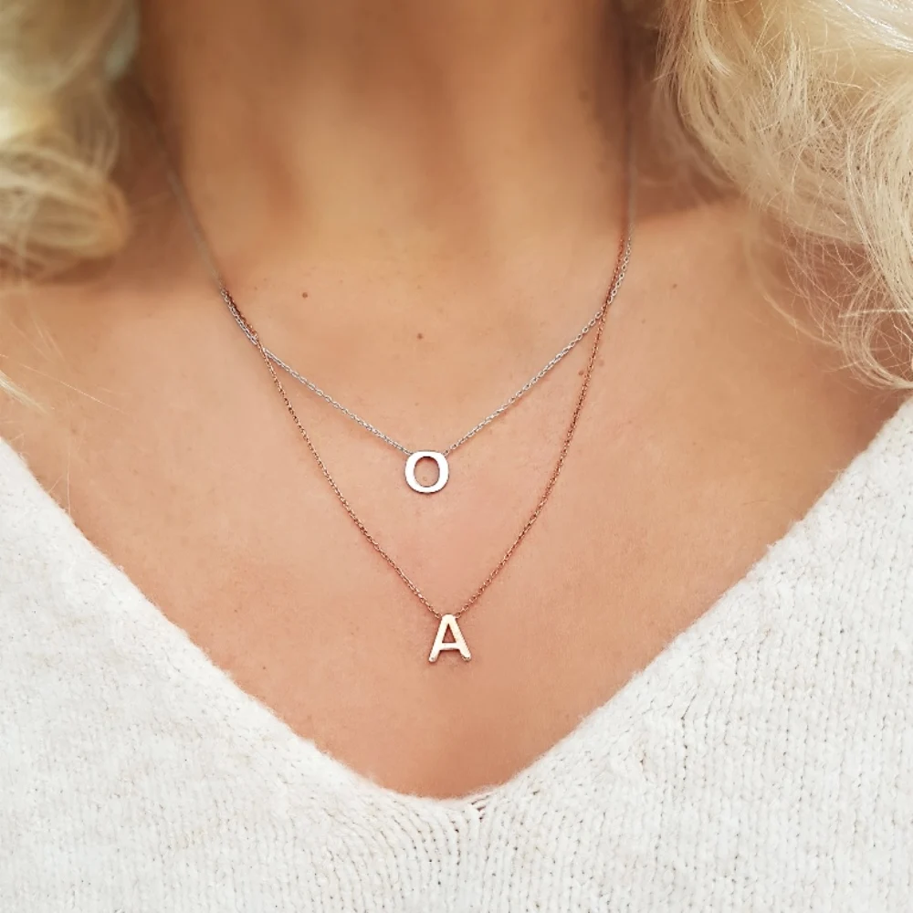 

Vaoov 925 Sterling Silver Two Letter Necklace