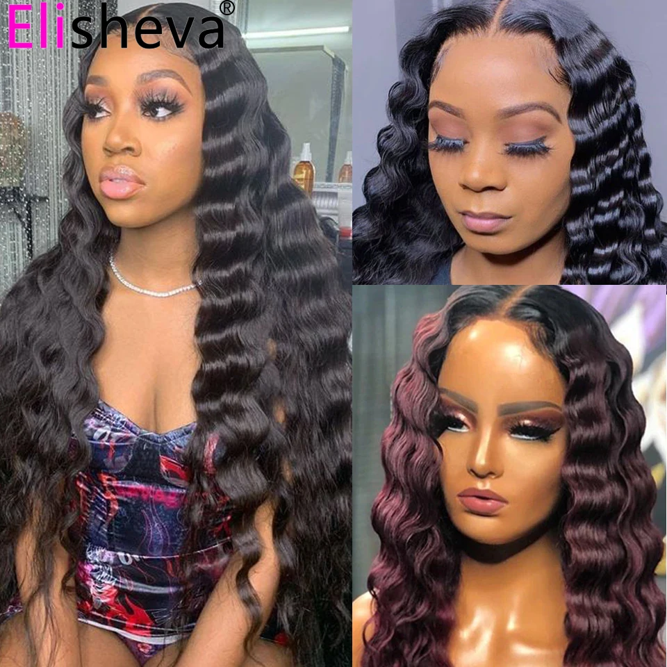 Photo Product 28 30 Inch Deep Wave Frontal Wigs For Women Human Hair 13X4 Ombre Lace Front Wig Preplucked HD Lace Frontal Human Hair Wigs