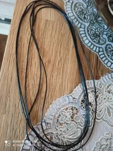 Collar de cadena de cuero negro para mujer y hombre, cuerda trenzada encerada hecha a mano, collar con cierre de acero inoxidable, joya con cadena y pendiente