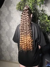 Anjo Plus RYLAI-extensiones de pelo rizado mechones, pelo sintético, 300g, para cabeza completa, 26-30 pulgadas, negro, marrón, degradado