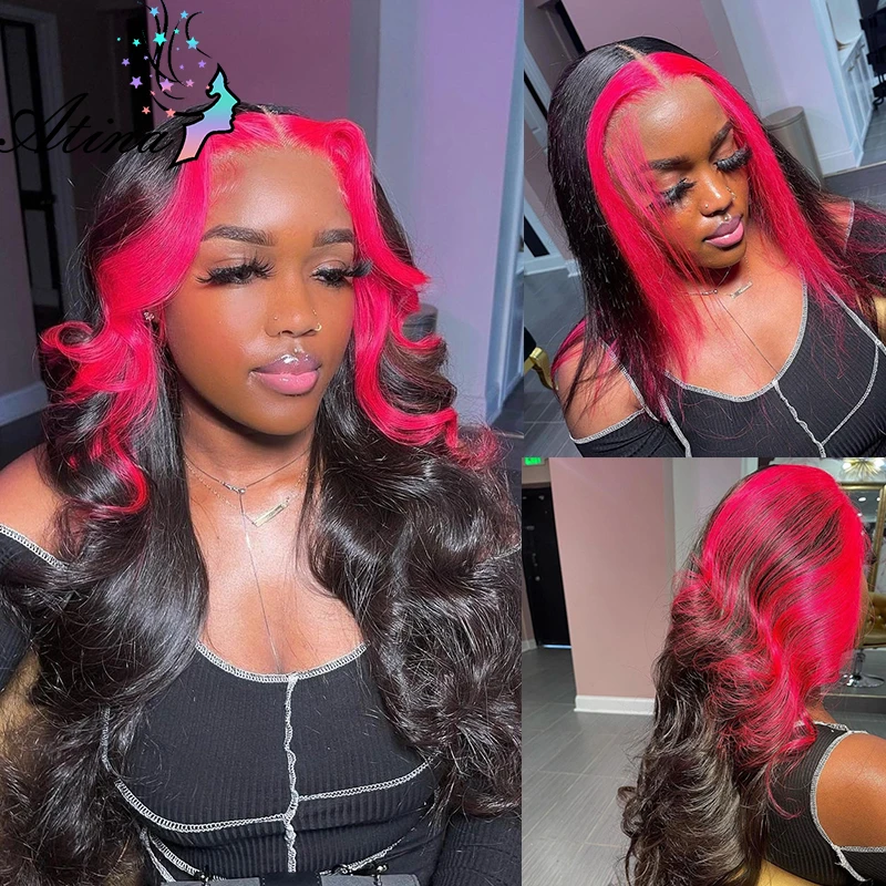 Body Wave Ombre Highlight Pink Black Colored 613 Blonde Wig Human Hair  13x6x1 Hd Transparent Lace Frontal Front Pre Plucked Wig - 360 Lace Wigs -  AliExpress