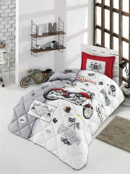 

Multi Color Quilt And Duvet Cover Set 100% Cotton Made Single Comfortable Sleep Set ARİZONA GRAY