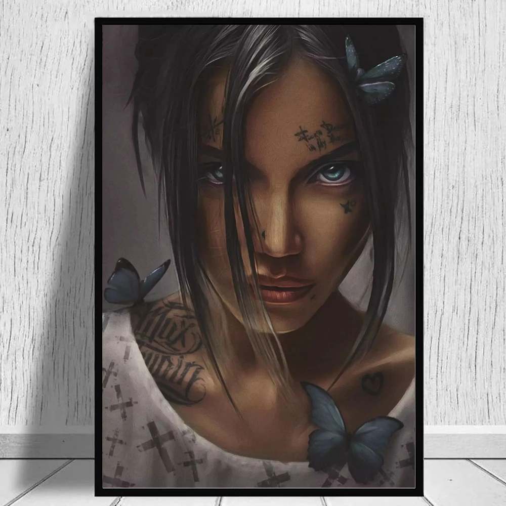 Tattoo Charming Sexy Africa Girl Poster Nordic Beauty Woman Prints Home Decor Canvas Painting Wall Art for Living Room Pictures