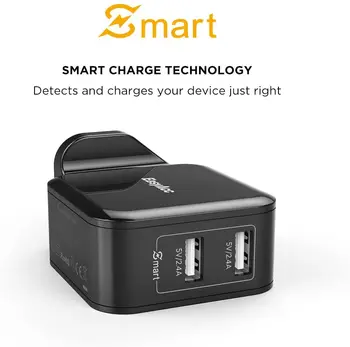 

EasyAcc USB Wall Charger 2-Port Mains Charger 24W Travel Charger for Samsung S8 S7 S6 A5 2017, iPhone 6 8 X 7 iPad