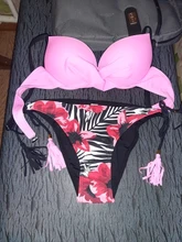 Bikini de talla grande para mujer, traje de baño Sexy de realce, conjunto de Bikini con estampado Floral, ropa de baño, ropa de playa de dos piezas 2021