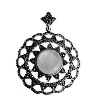 

Pendant Silver Law 925m round 40mm. Mother-of-pearl fence openwork marquesitas women [AC1342]