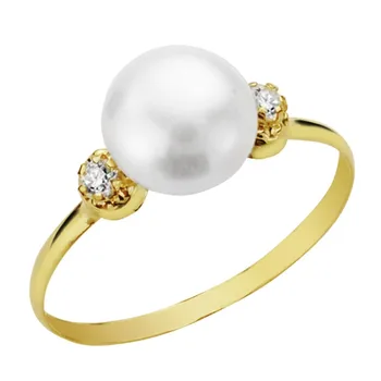

Ring 9k Gold Pearl zircons [AA7517]
