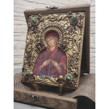 

Author's icon of the Holy Virgin "seven-shooting" with stones size 19-23 cm