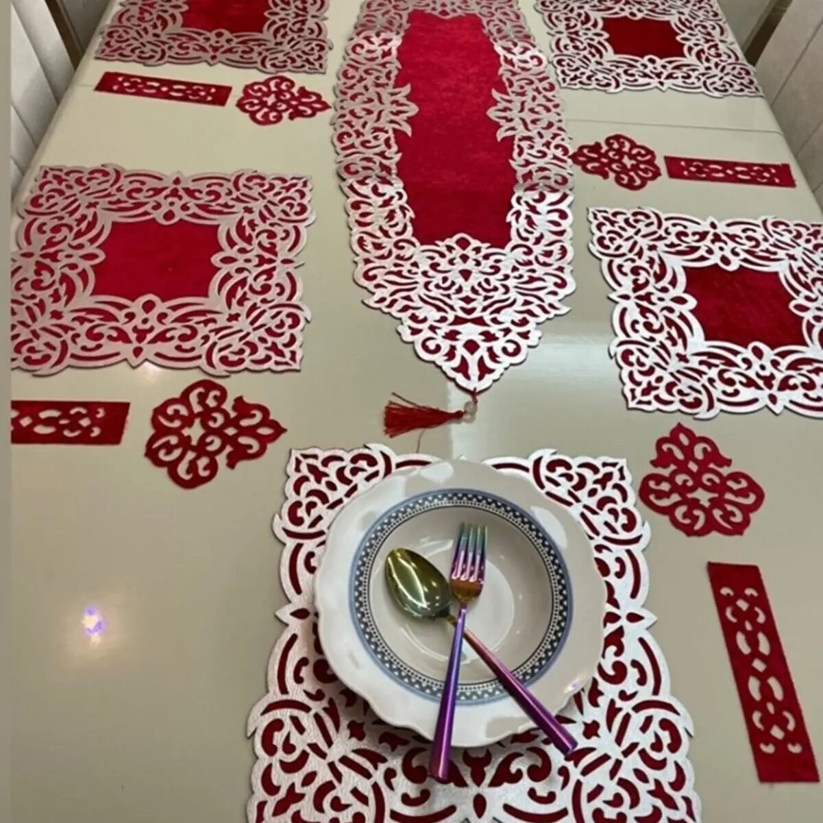 Red and 2024 silver table runner
