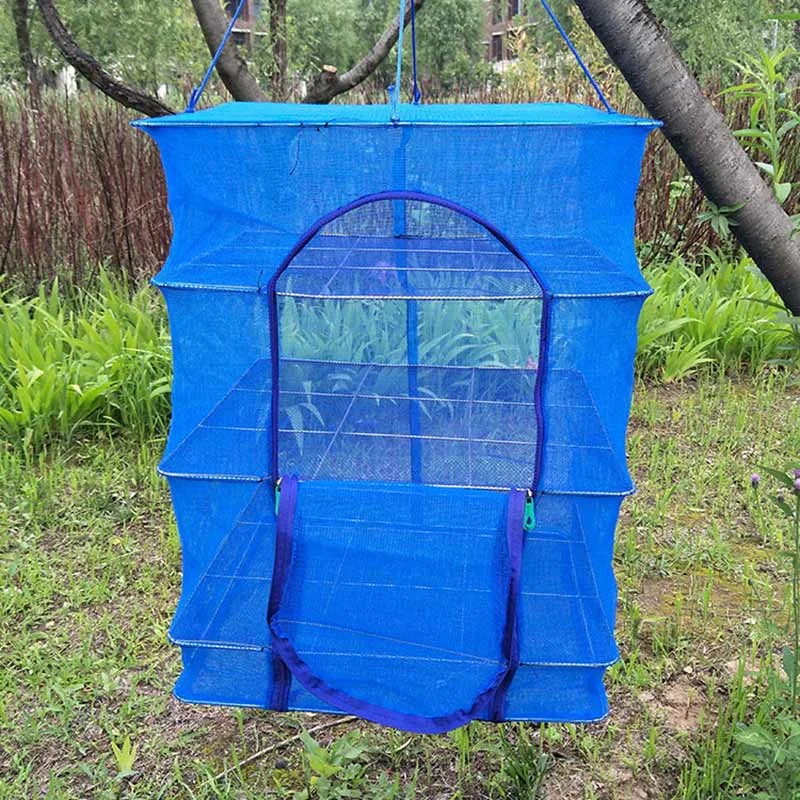 Foldable 4 Layers Drying Fishing Net Rack Hanging Vegetable Fish Dishes Dryer PE Hanger Accessories | Спорт и развлечения