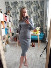 TAOVK Autumn Womens Costume Knitted  Tracksuit  Sweater + Slim Skirt Two-Piece Set