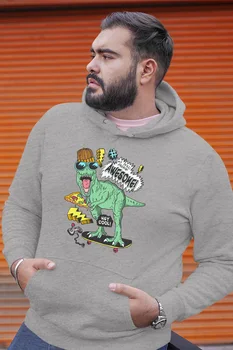 

Angemiel Wear Awesome Skateboarder Dinosaur Gray Men 'S Hooded Sweatshirt