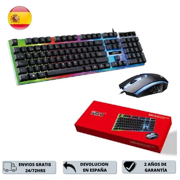 Tenco keyboard Kit KA05, mouse with USB-LED Multicolor light, game equipment for PSP/XBOX. USB power supply. Black and White