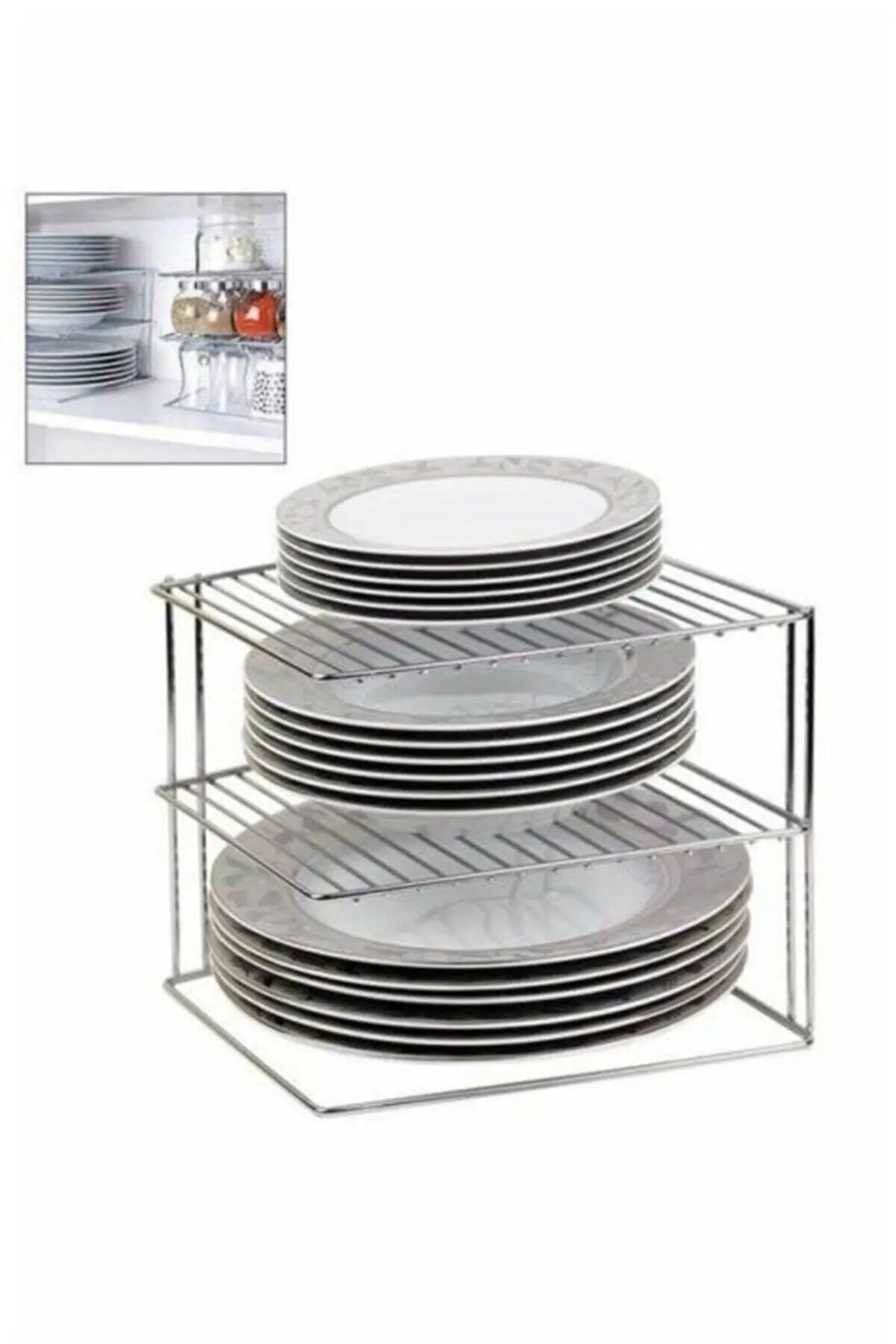 Kitchen Accessories Storage Rack 3 Floors Steel Organizer Plates Holder  Closet Shelf Dish Drying Rack Decorating Retractable