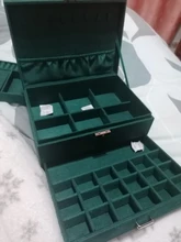 WE New-estuche de 3 capas con broche verde para mujer, organizador de joyería, anillo grande, collar, soporte de maquillaje, caja de joyería de terciopelo con cerradura