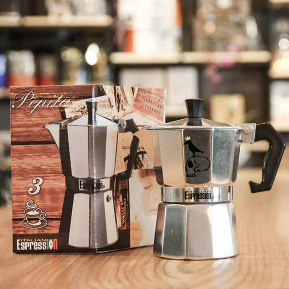 

BiggDesign Espresso Machine, Moka Pot, 3 People, 150 ml, Gray & Black Color Compact Design, easy to Use, Delicious Coffee Recip