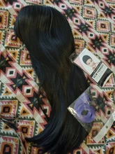 Largo SHANGKE-Peluca de cabello sintético liso con flequillo para mujer, pelo de fibra resistente al calor, Natural, negro, marrón, gris