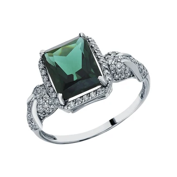 

Silver ring with tourmaline imitation sunlight sample 925